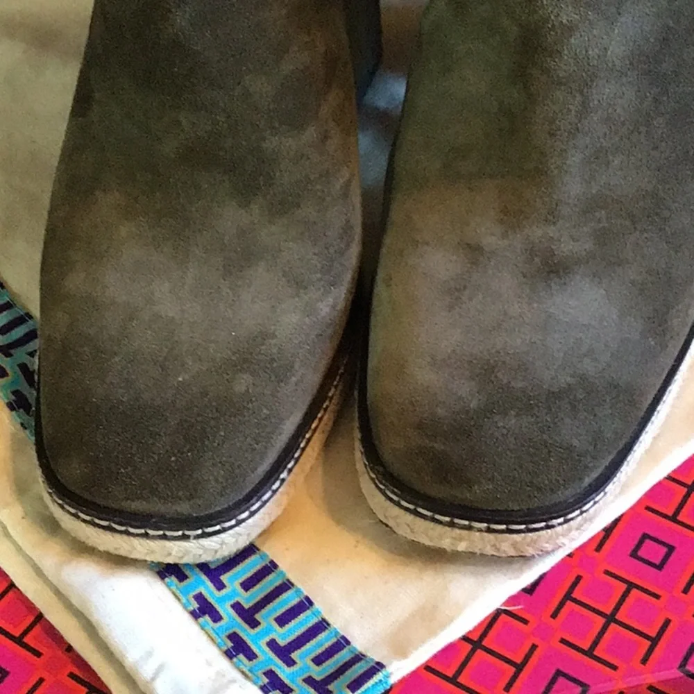 Tory Burch Olive Suede Olive Green Ankle Boots